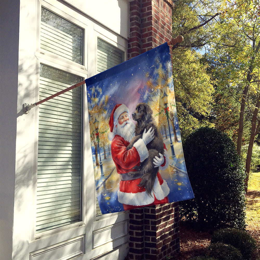 Newfoundland with Santa Claus House Flag 28x40 Porch Sleeve Pole Decorative Outside Yard Banner Artwork Wall Hanging, Polyester