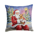 Norfolk Terrier with Santa Claus Decorative Throw Pillow 18x18 Indoor Outdoor Accent Cushion, Fabric Cover with Insert for Sofa, Bed, Porch & Living Room