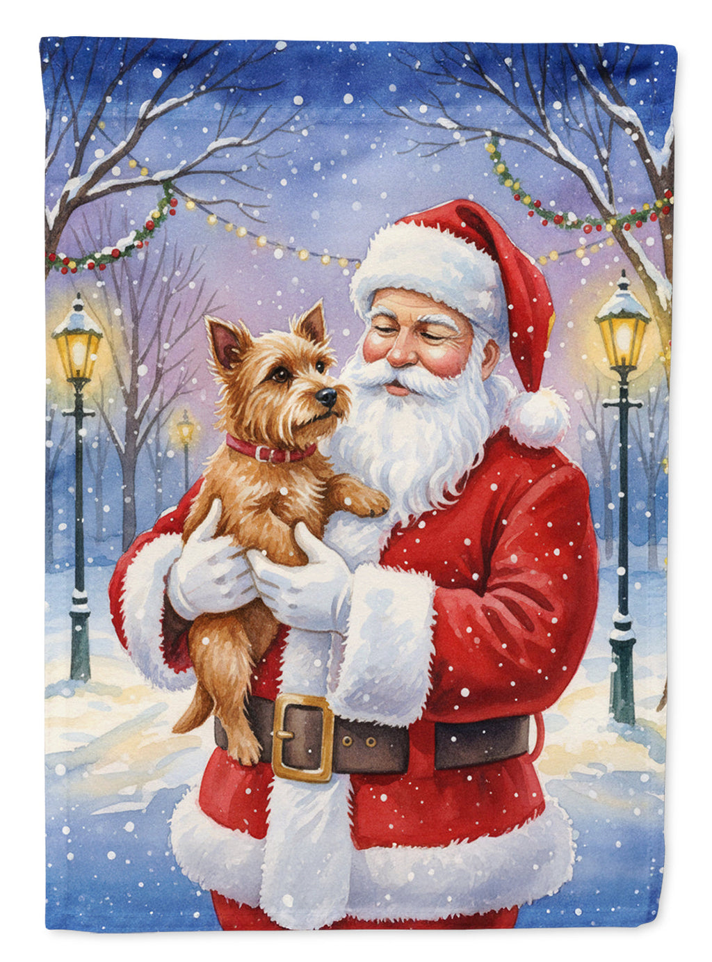 Norwich Terrier with Santa Claus House Flag 28x40 Porch Sleeve Pole Decorative Outside Yard Banner Artwork Wall Hanging, Polyester
