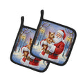 Norwich Terrier with Santa Claus Pot Holder Set of 2 Heat Resistant Quilted Hot Pads 7.5 x 7.5 Inch, Insulated Kitchen Trivets for Cooking & Baking