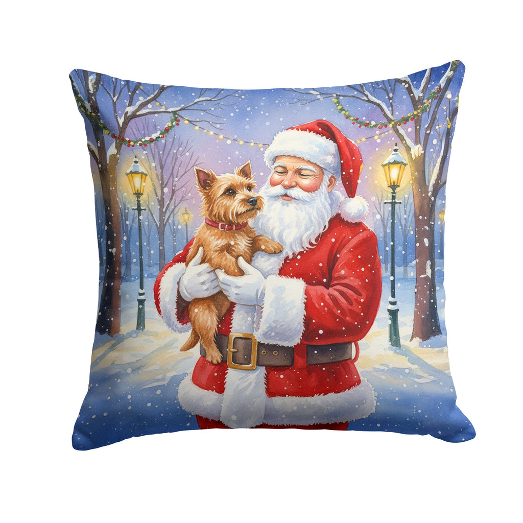 Norwich Terrier with Santa Claus Decorative Throw Pillow 18x18 Indoor Outdoor Accent Cushion, Fabric Cover with Insert for Sofa, Bed, Porch & Living Room