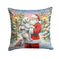 Old English Sheepdog with Santa Claus Decorative Throw Pillow 14x14 Indoor Outdoor Accent Cushion, Fabric Cover with Insert for Sofa, Bed, Porch & Living Room