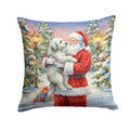 Old English Sheepdog with Santa Claus Decorative Throw Pillow 18x18 Indoor Outdoor Accent Cushion, Fabric Cover with Insert for Sofa, Bed, Porch & Living Room