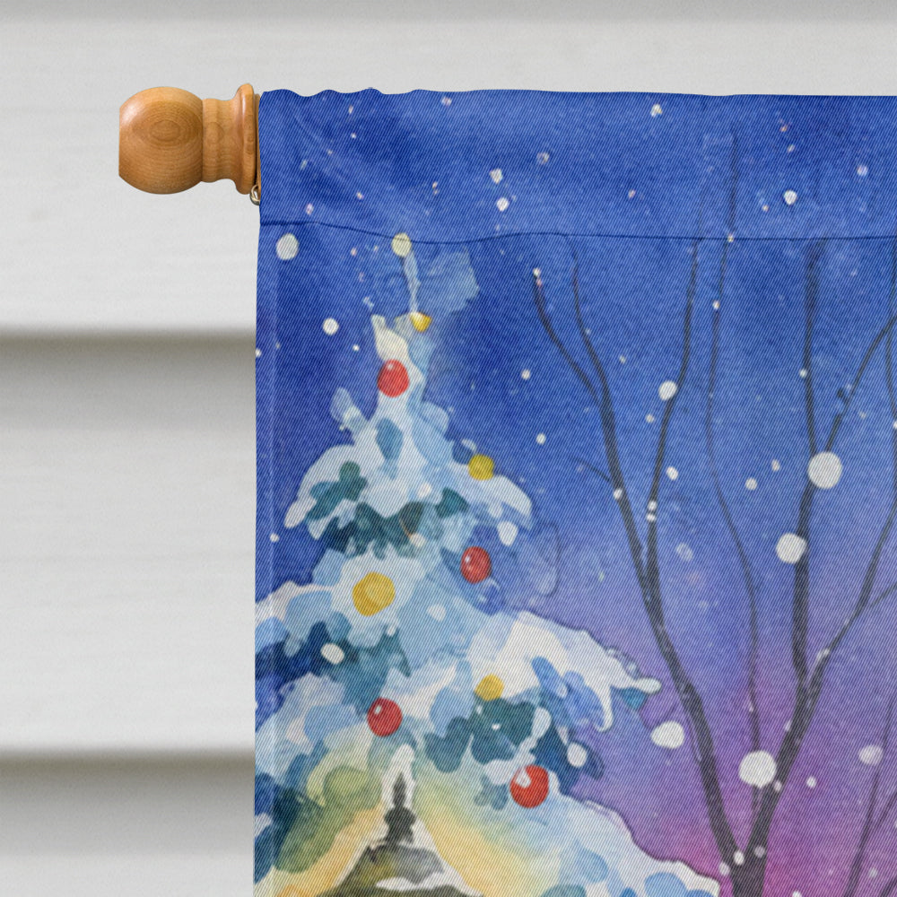 Papillon with Santa Claus House Flag 28x40 Porch Sleeve Pole Decorative Outside Yard Banner Artwork Wall Hanging, Polyester