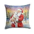 White Pit Bull Terrier with Santa Claus Decorative Throw Pillow 18x18 Indoor Outdoor Accent Cushion, Fabric Cover with Insert for Sofa, Bed, Porch & Living Room
