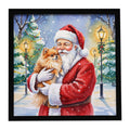 Pomeranian with Santa Claus Framed Metal Print Bathroom, Kitchen, Office, Home Decor Wall Art Ready to Hang, Square, 8X8