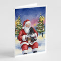 Black Pug with Santa Claus Greeting Cards Pack of 8 Blank Cards with Envelopes Whimsical A7 Size 5x7