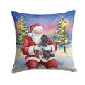 Black Pug with Santa Claus Decorative Throw Pillow 18x18 Indoor Outdoor Accent Cushion, Fabric Cover with Insert for Sofa, Bed, Porch & Living Room