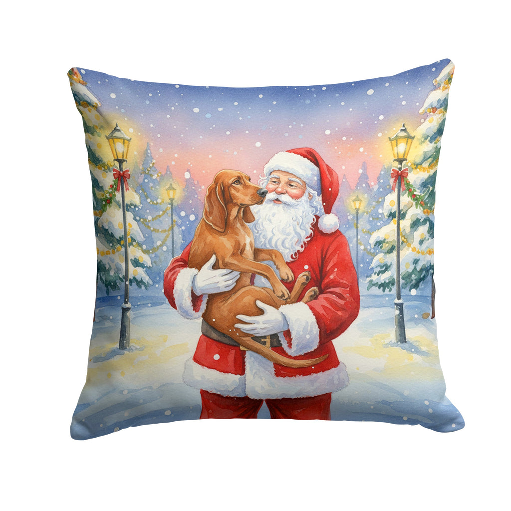 Redbone Coonhound with Santa Claus Decorative Throw Pillow 18x18 Indoor Outdoor Accent Cushion, Fabric Cover with Insert for Sofa, Bed, Porch & Living Room