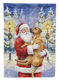 Rhodesian Ridgeback with Santa Claus House Flag 28x40 Porch Sleeve Pole Decorative Outside Yard Banner Artwork Wall Hanging, Polyester