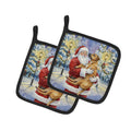 Rhodesian Ridgeback with Santa Claus Pot Holder Set of 2 Heat Resistant Quilted Hot Pads 7.5 x 7.5 Inch, Insulated Kitchen Trivets for Cooking & Baking