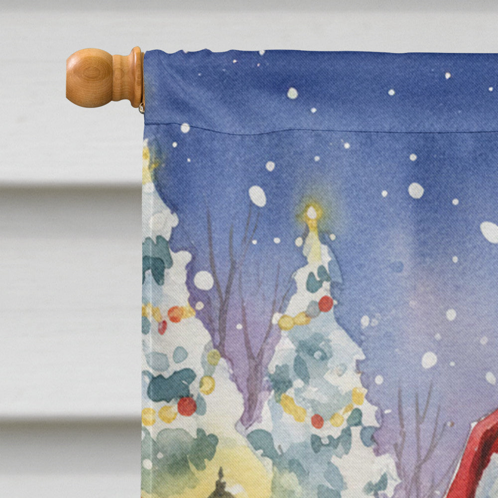 Rottweiler with Santa Claus House Flag 28x40 Porch Sleeve Pole Decorative Outside Yard Banner Artwork Wall Hanging, Polyester