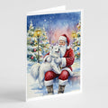 Samoyed with Santa Claus Greeting Cards Pack of 8 Blank Cards with Envelopes Whimsical A7 Size 5x7