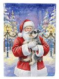Schnauzer with Santa Claus House Flag 28x40 Porch Sleeve Pole Decorative Outside Yard Banner Artwork Wall Hanging, Polyester