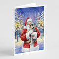 Schnauzer with Santa Claus Greeting Cards Pack of 8 Blank Cards with Envelopes Whimsical A7 Size 5x7