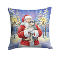 Schnauzer with Santa Claus Decorative Throw Pillow 18x18 Indoor Outdoor Accent Cushion, Fabric Cover with Insert for Sofa, Bed, Porch & Living Room