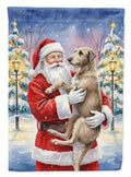 Scottish Deerhound with Santa Claus House Flag 28x40 Porch Sleeve Pole Decorative Outside Yard Banner Artwork Wall Hanging, Polyester