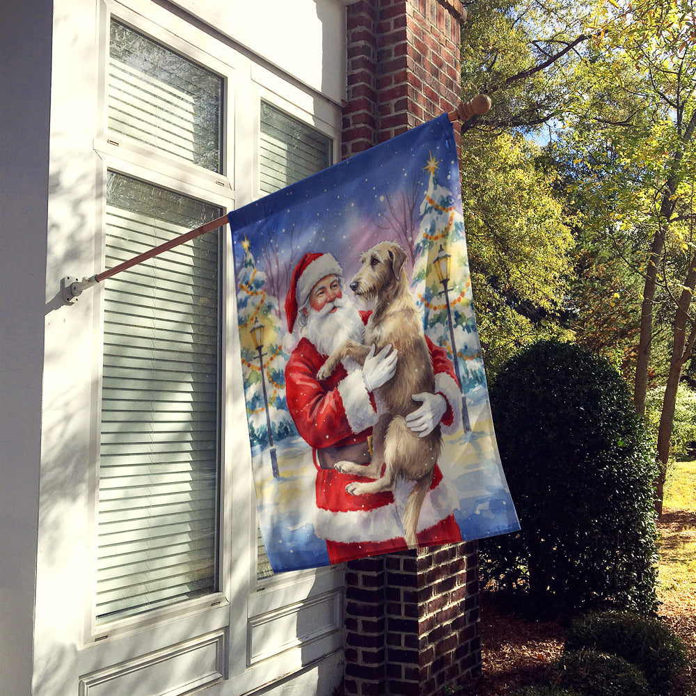 Scottish Deerhound with Santa Claus House Flag 28x40 Porch Sleeve Pole Decorative Outside Yard Banner Artwork Wall Hanging, Polyester
