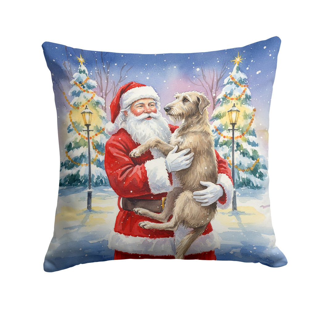 Scottish Deerhound with Santa Claus Decorative Throw Pillow 14x14 Indoor Outdoor Accent Cushion, Fabric Cover with Insert for Sofa, Bed, Porch & Living Room
