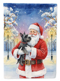 Scottish Terrier with Santa Claus House Flag 28x40 Porch Sleeve Pole Decorative Outside Yard Banner Artwork Wall Hanging, Polyester
