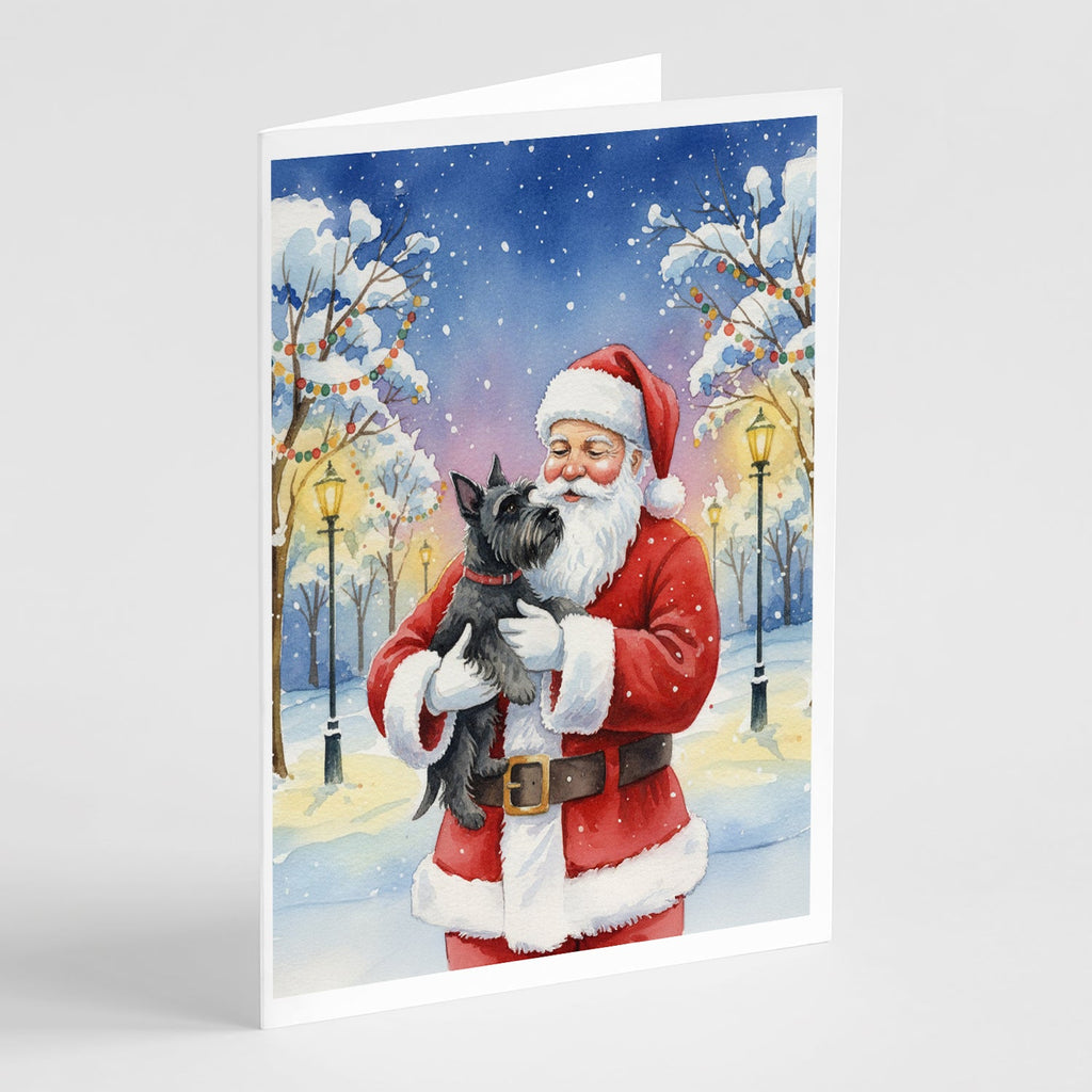 Scottish Terrier with Santa Claus Greeting Cards Pack of 8 Blank Cards with Envelopes Whimsical A7 Size 5x7