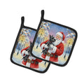 Scottish Terrier with Santa Claus Pot Holder Set of 2 Heat Resistant Quilted Hot Pads 7.5 x 7.5 Inch, Insulated Kitchen Trivets for Cooking & Baking