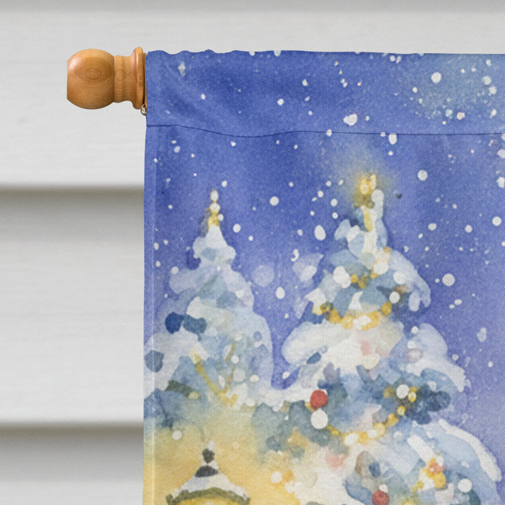 Shar Pei with Santa Claus House Flag 28x40 Porch Sleeve Pole Decorative Outside Yard Banner Artwork Wall Hanging, Polyester