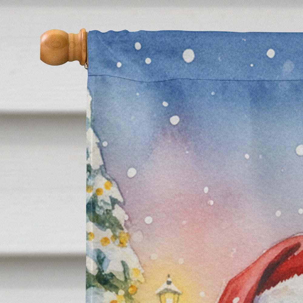 Shiba Inu with Santa Claus House Flag 28x40 Porch Sleeve Pole Decorative Outside Yard Banner Artwork Wall Hanging, Polyester