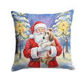 Shih Tzu with Santa Claus Decorative Throw Pillow 18x18 Indoor Outdoor Accent Cushion, Fabric Cover with Insert for Sofa, Bed, Porch & Living Room