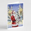 Siberian Husky with Santa Claus Greeting Cards Pack of 8 Blank Cards with Envelopes Whimsical A7 Size 5x7