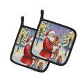 Vizsla with Santa Claus Pot Holder Set of 2 Heat Resistant Quilted Hot Pads 7.5 x 7.5 Inch, Insulated Kitchen Trivets for Cooking & Baking