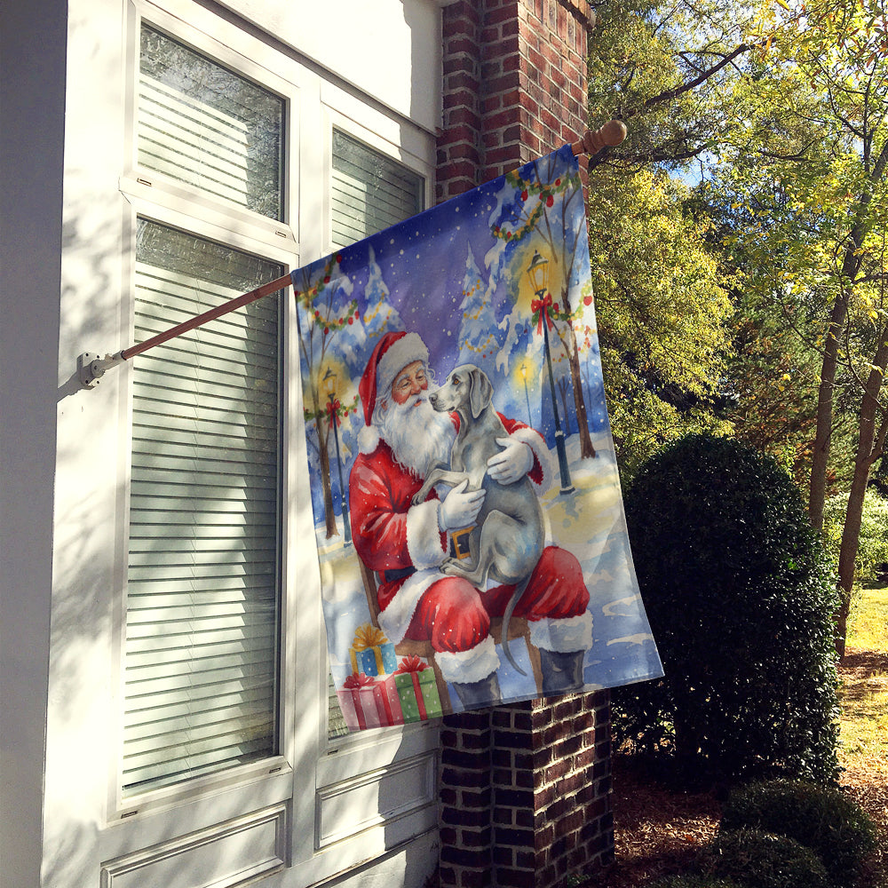 Weimaraner with Santa Claus House Flag 28x40 Porch Sleeve Pole Decorative Outside Yard Banner Artwork Wall Hanging, Polyester