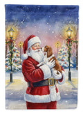 Welsh Springer Spaniel with Santa Claus House Flag 28x40 Porch Sleeve Pole Decorative Outside Yard Banner Artwork Wall Hanging, Polyester