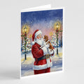 Welsh Springer Spaniel with Santa Claus Greeting Cards Pack of 8 Blank Cards with Envelopes Whimsical A7 Size 5x7