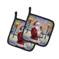 Welsh Springer Spaniel with Santa Claus Pot Holder Set of 2 Heat Resistant Quilted Hot Pads 7.5 x 7.5 Inch, Insulated Kitchen Trivets for Cooking & Baking