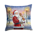 Welsh Springer Spaniel with Santa Claus Decorative Throw Pillow 14x14 Indoor Outdoor Accent Cushion, Fabric Cover with Insert for Sofa, Bed, Porch & Living Room
