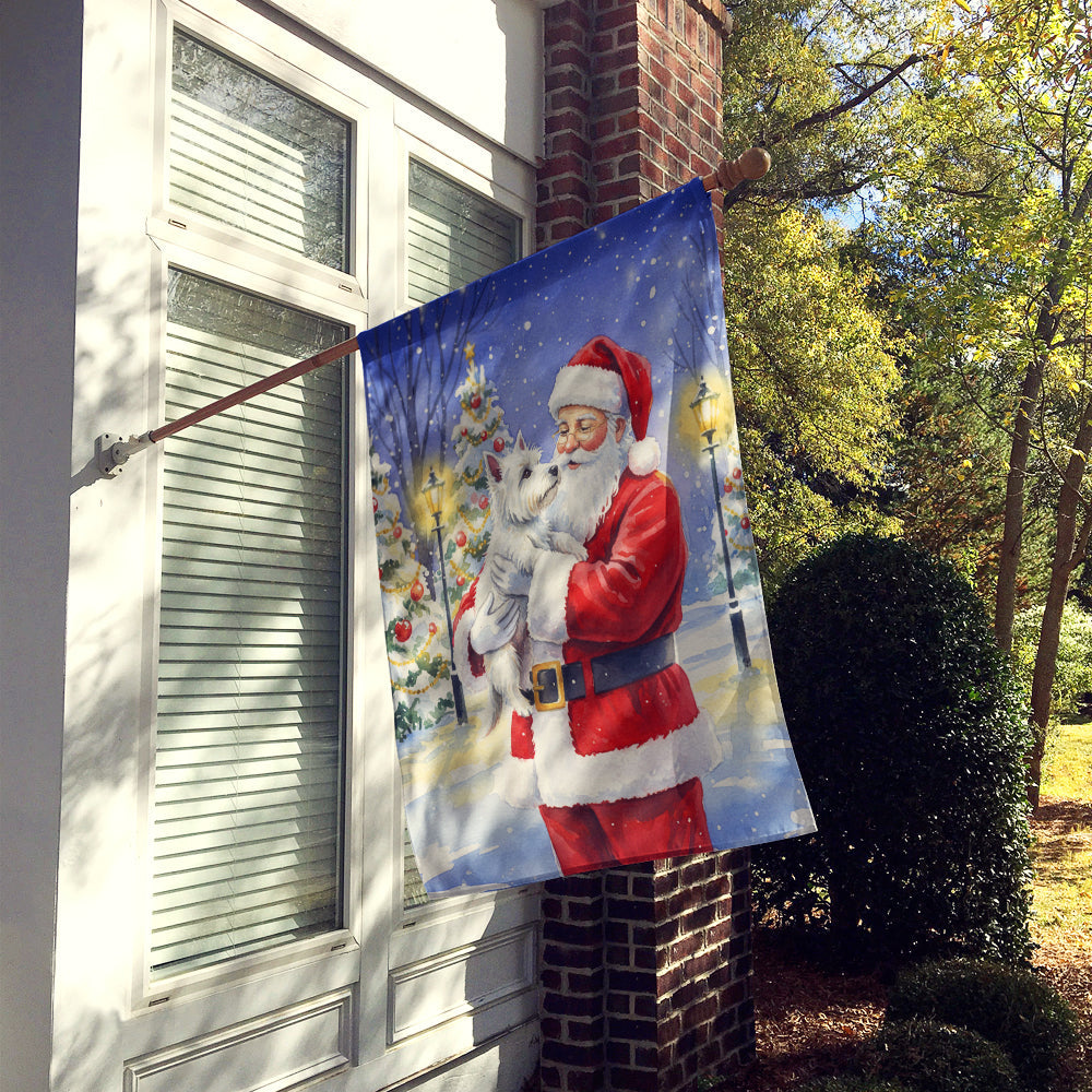 Westie with Santa Claus House Flag 28x40 Porch Sleeve Pole Decorative Outside Yard Banner Artwork Wall Hanging, Polyester