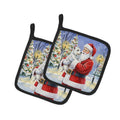 Westie with Santa Claus Pot Holder Set of 2 Heat Resistant Quilted Hot Pads 7.5 x 7.5 Inch, Insulated Kitchen Trivets for Cooking & Baking