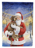 Wirehaired Pointing Griffon with Santa Claus House Flag 28x40 Porch Sleeve Pole Decorative Outside Yard Banner Artwork Wall Hanging, Polyester