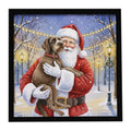 Wirehaired Pointing Griffon with Santa Claus Framed Metal Print Bathroom, Kitchen, Office, Home Decor Wall Art Ready to Hang, Square, 8X8