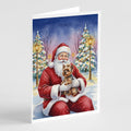 Yorkshire Terrier with Santa Claus Greeting Cards Pack of 8 Blank Cards with Envelopes Whimsical A7 Size 5x7