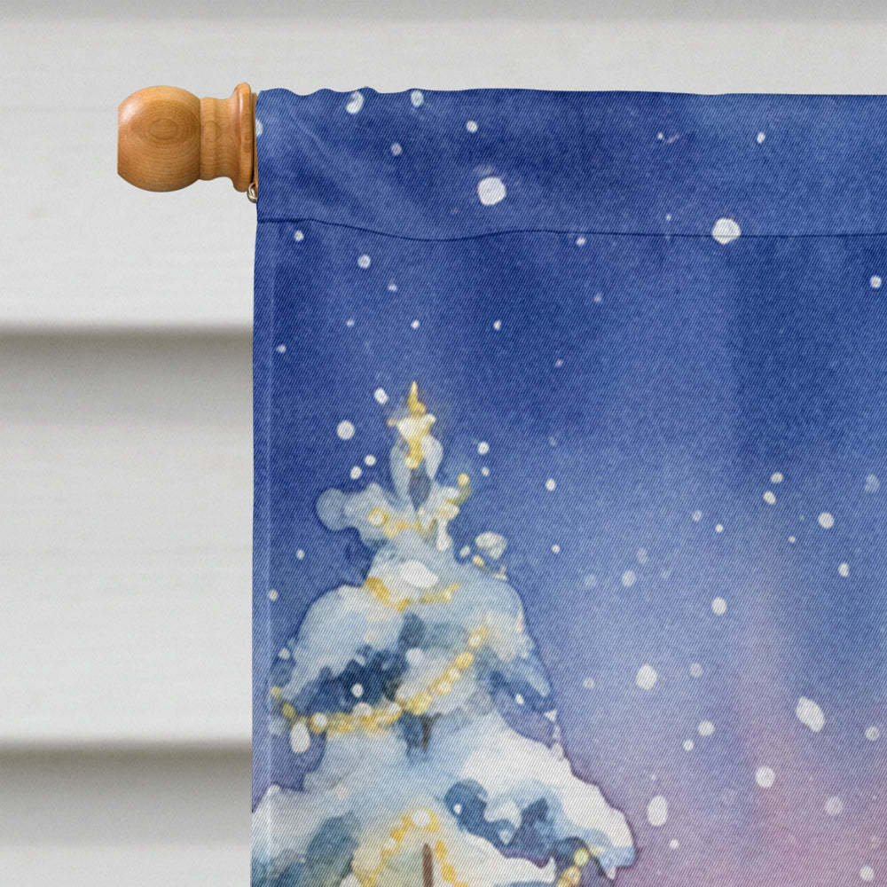 Yorkie with Santa Claus House Flag 28x40 Porch Sleeve Pole Decorative Outside Yard Banner Artwork Wall Hanging, Polyester