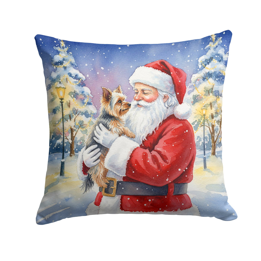 Yorkie with Santa Claus Decorative Throw Pillow 18x18 Indoor Outdoor Accent Cushion, Fabric Cover with Insert for Sofa, Bed, Porch & Living Room