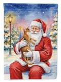 Abyssinian Cat with Santa Claus House Flag 28x40 Porch Sleeve Pole Decorative Outside Yard Banner Artwork Wall Hanging, Polyester