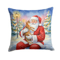 Abyssinian Cat with Santa Claus Decorative Throw Pillow 18x18 Indoor Outdoor Accent Cushion, Fabric Cover with Insert for Sofa, Bed, Porch & Living Room