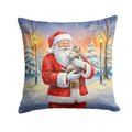 American Shorthair Cat with Santa Claus Decorative Throw Pillow 14x14 Indoor Outdoor Accent Cushion, Fabric Cover with Insert for Sofa, Bed, Porch & Living Room
