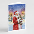 American Wirehair Cat with Santa Claus Greeting Cards Pack of 8 Blank Cards with Envelopes Whimsical A7 Size 5x7