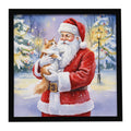 Asian Cat with Santa Claus Framed Metal Print Bathroom, Kitchen, Office, Home Decor Wall Art Ready to Hang, Square, 8X8