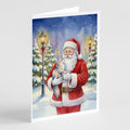 Australian Mist Cat with Santa Claus Greeting Cards Pack of 8 Blank Cards with Envelopes Whimsical A7 Size 5x7