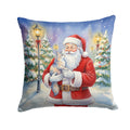 Australian Mist Cat with Santa Claus Decorative Throw Pillow 18x18 Indoor Outdoor Accent Cushion, Fabric Cover with Insert for Sofa, Bed, Porch & Living Room